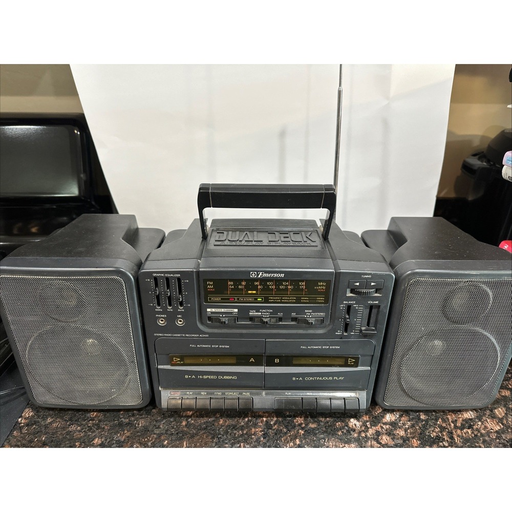 Emerson AC2420 Stereo Radio Cassette Recorder AM/FM Boombox